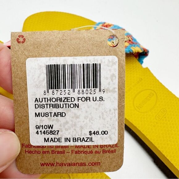 NWT's Havaianas You‎ St. Tropez Mesh Turquoise and Mustard Flip Flops US 9/10 - Picture 6 of 12